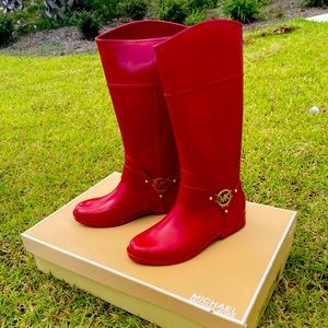 Brand new in the box, Michael Kors red rain boots